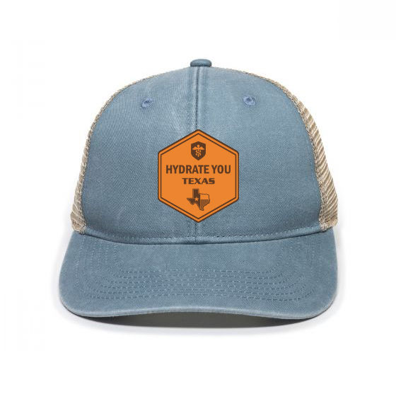 Thumbnail: Women's Ponytail Mesh-Back- Hydrate You TX Tan Leather Patch
