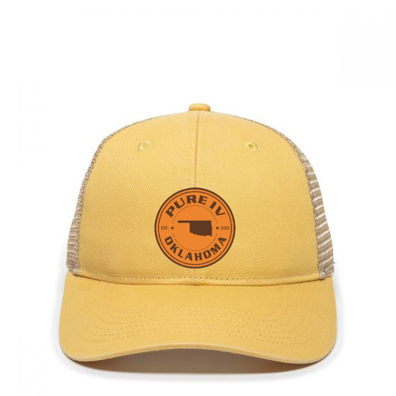Thumbnail: Women's Ponytail Mesh-Back- PureIVOK Tan Leather Patch