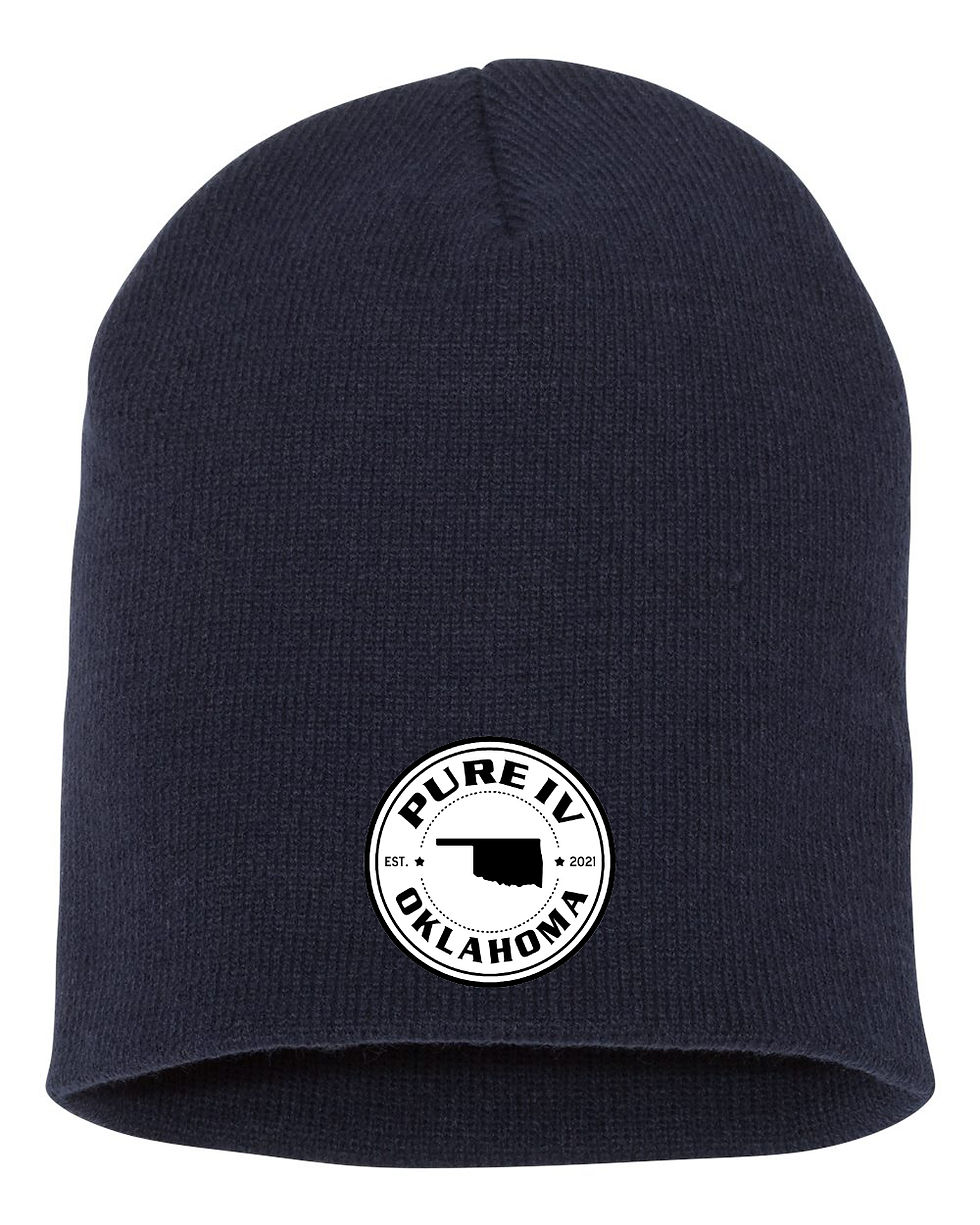 Thumbnail: Yupoong Classics Short Beanie- PureIVOK White Leather Patch