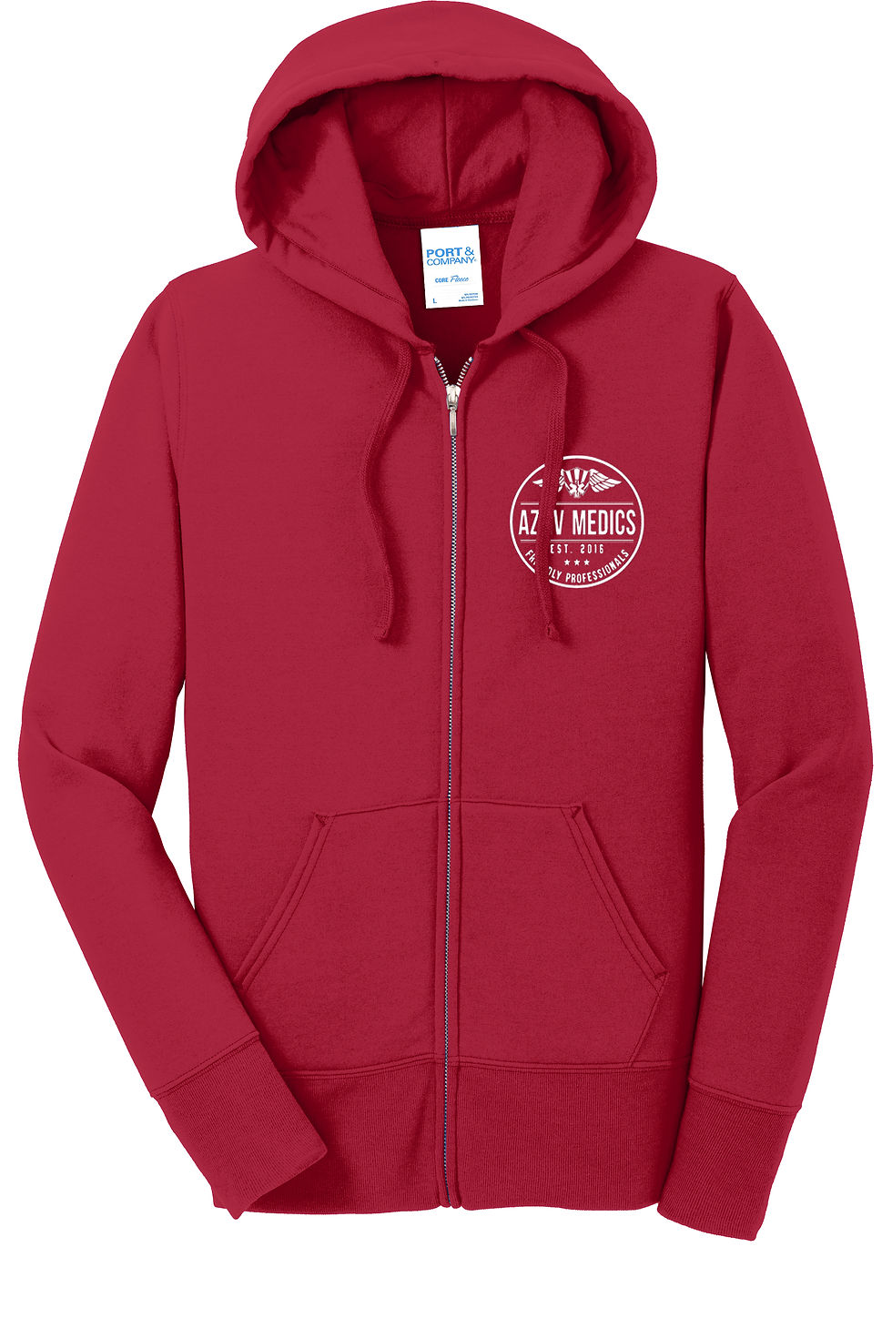 Thumbnail: Port & Co Ladies Core Fleece Full-Zip Hooded Sweatshirt- AZIV Round