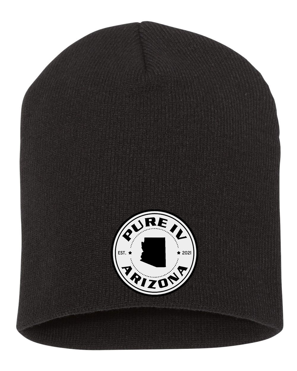 Yupoong Classics Short Beanie- PureIVAZ White Leather Patch