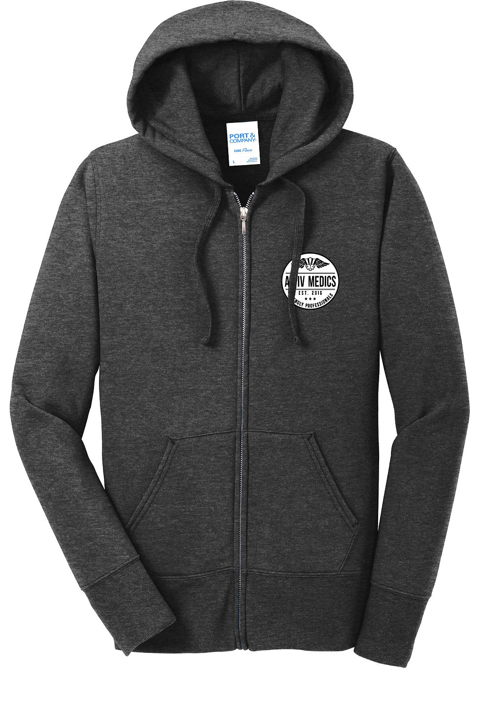 Thumbnail: Port & Co Ladies Core Fleece Full-Zip Hooded Sweatshirt- AZIV Round