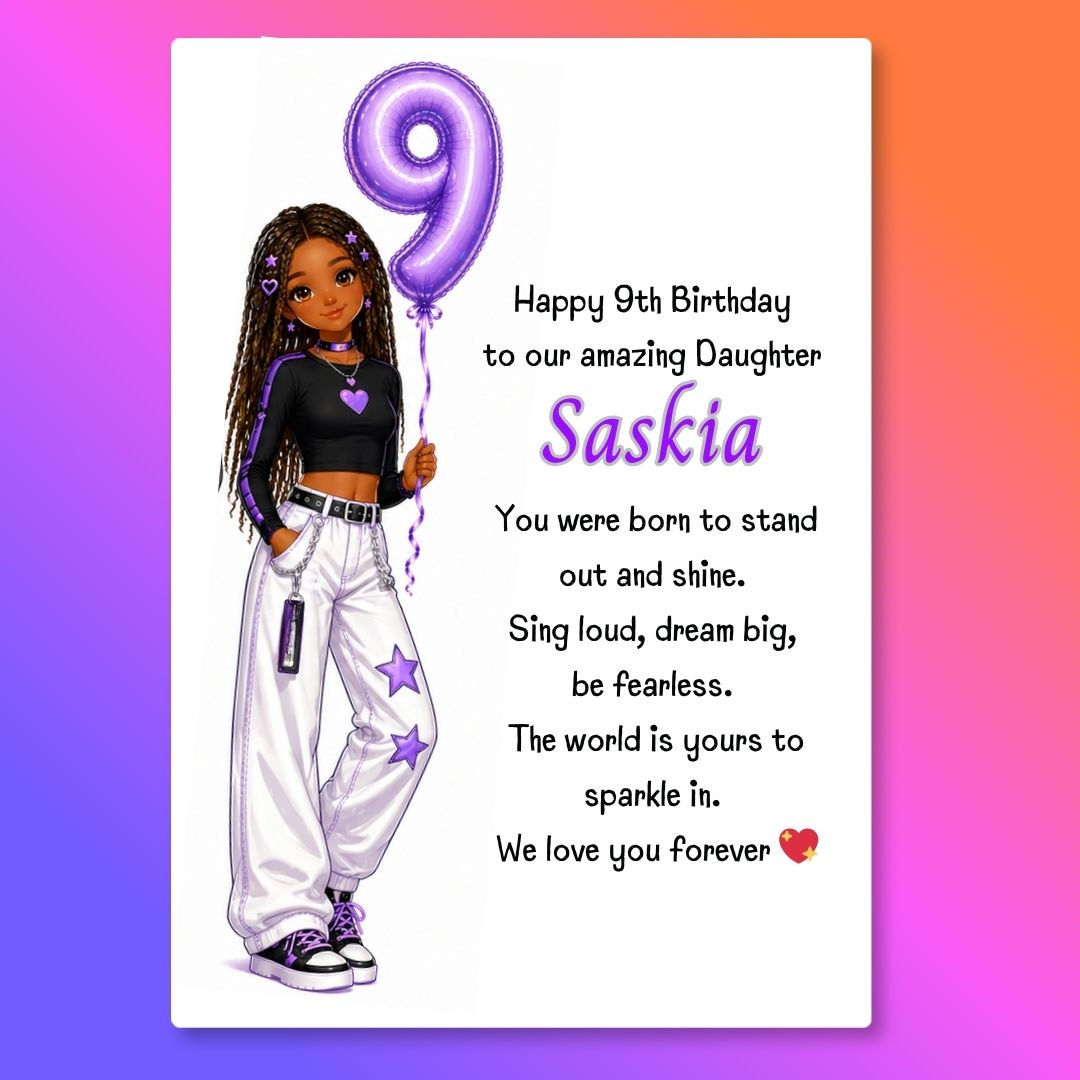 copy of K-Pop Girl 9th Birthday Card