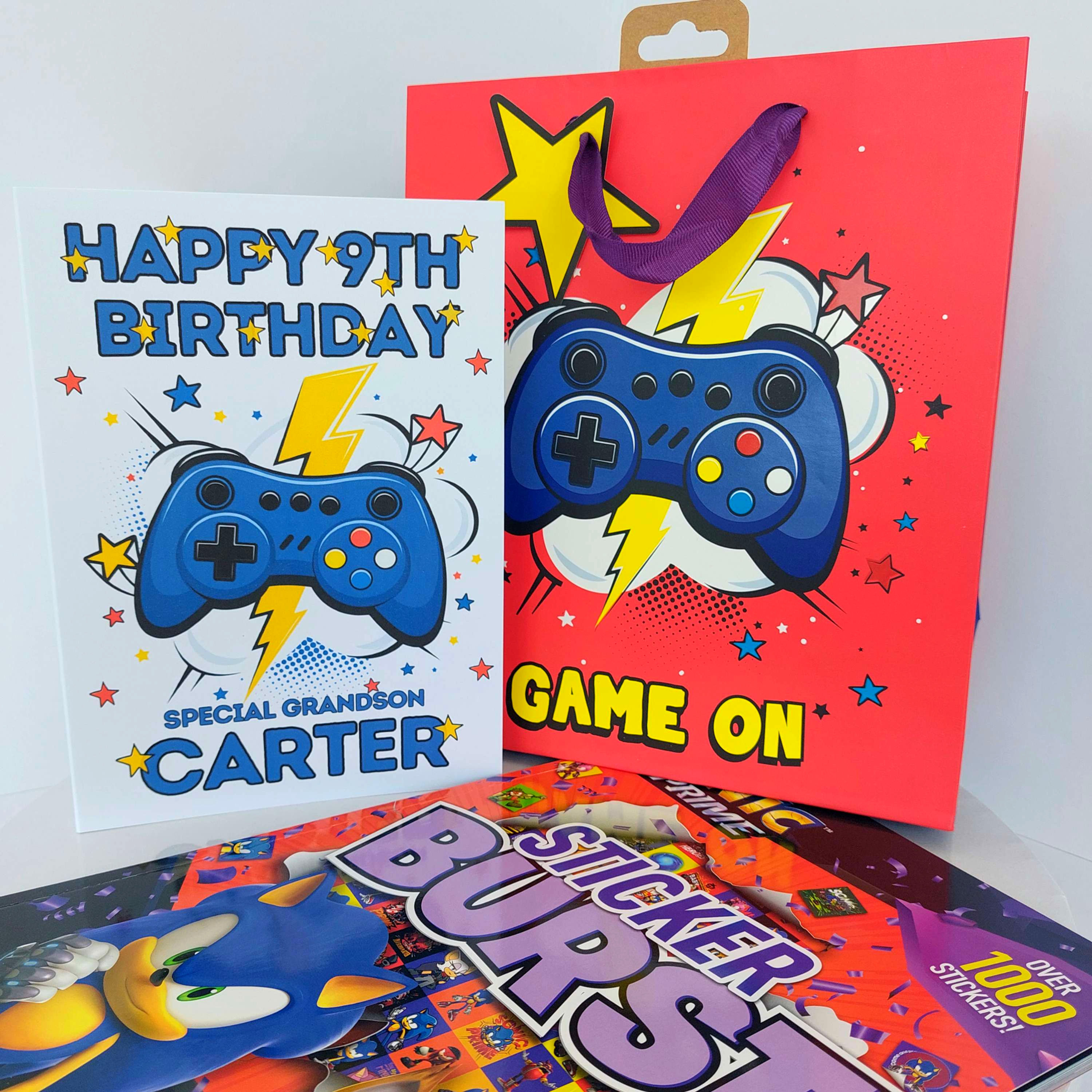 Sonic Gift Set - Personalised Card, Activity Book, Gift Bag