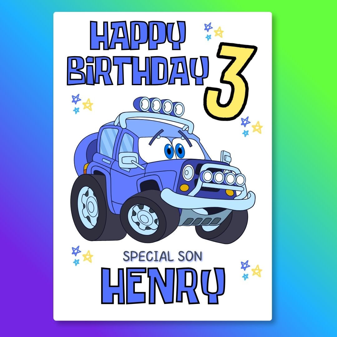 Blue Truck Birthday Card