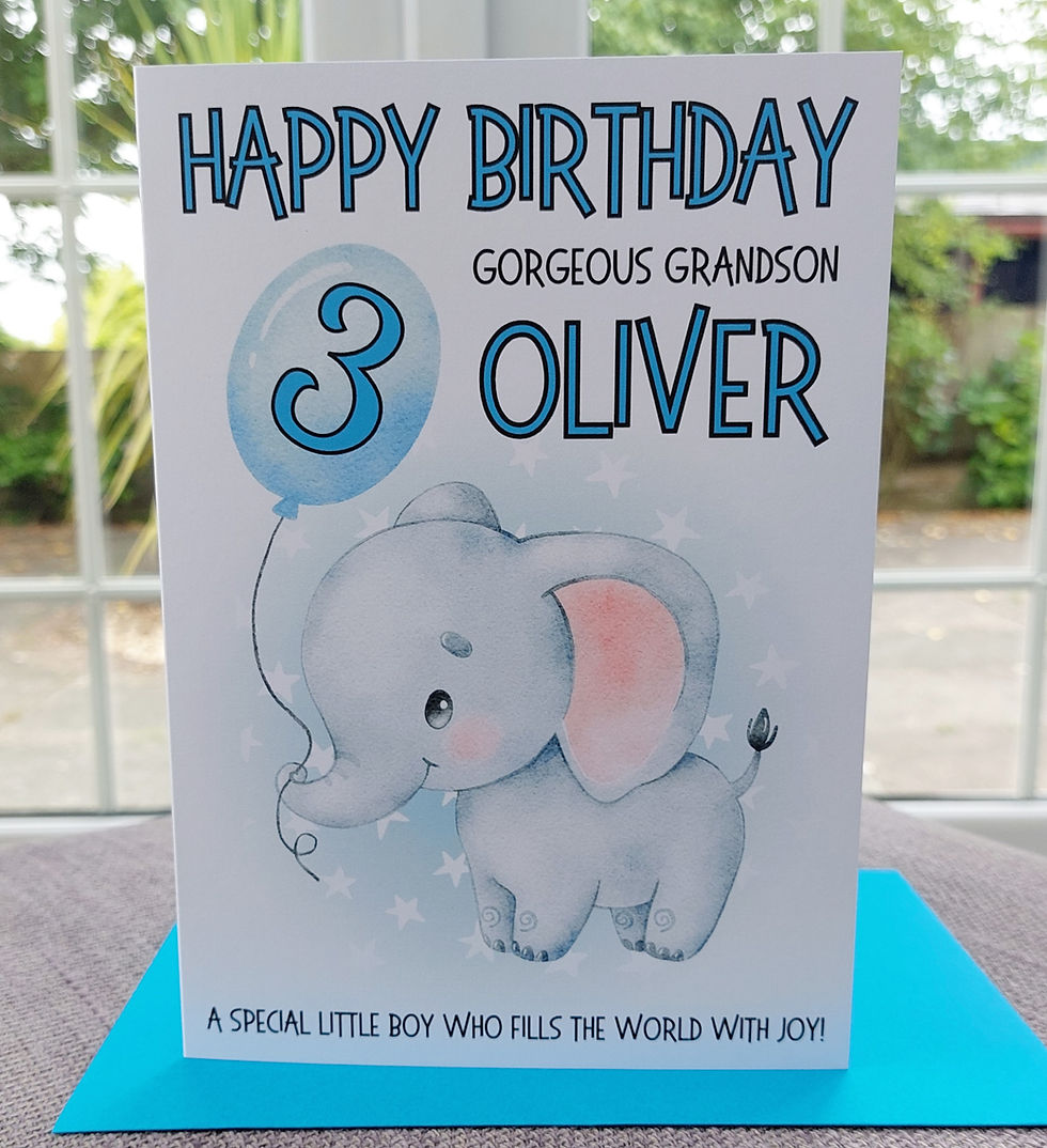 Thumbnail: Elephant and Balloon Personalised Card