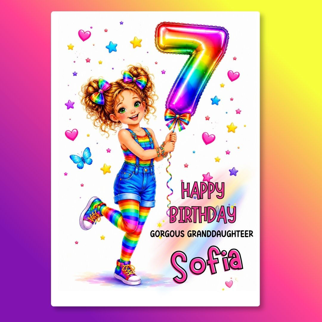 7th Birthday Girl and Colourful Bracelet Set