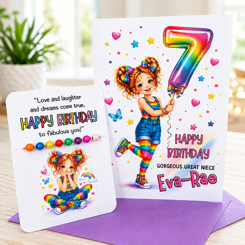 Thumbnail: 7th Birthday Girl and Colourful Bracelet Set