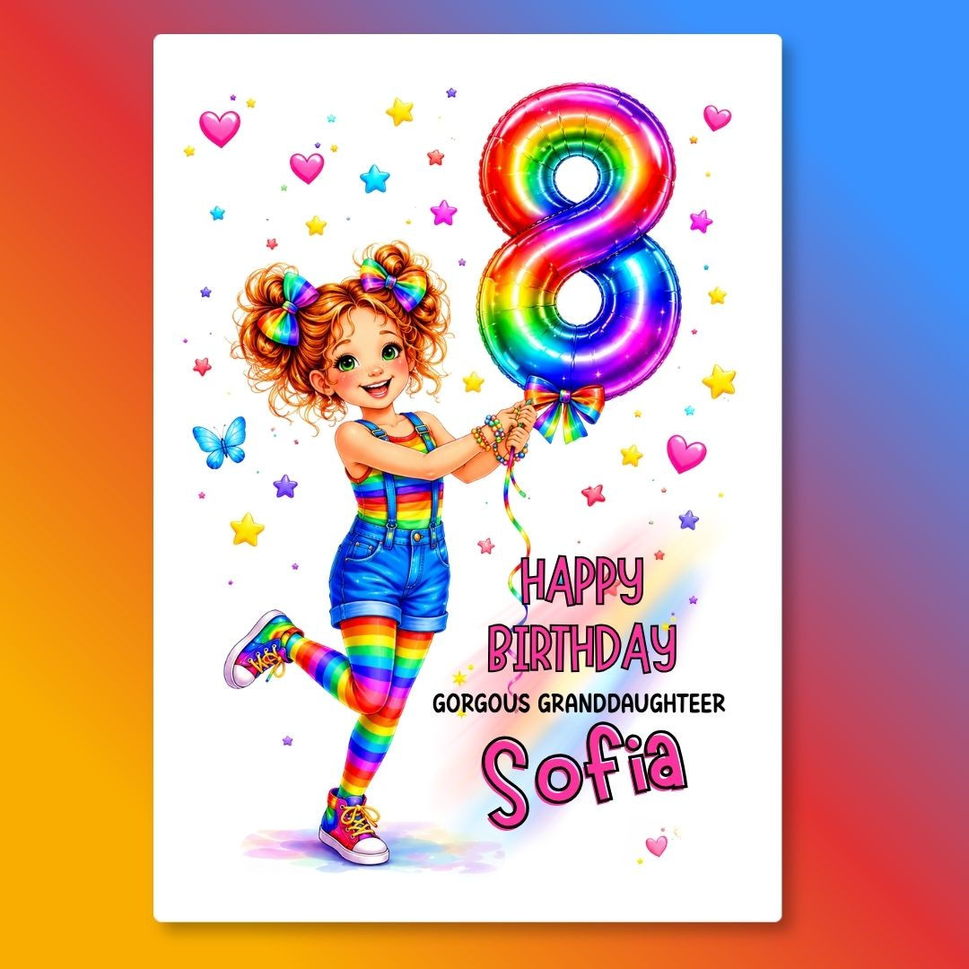 8th Birthday Girl and Colourful Bracelet Set