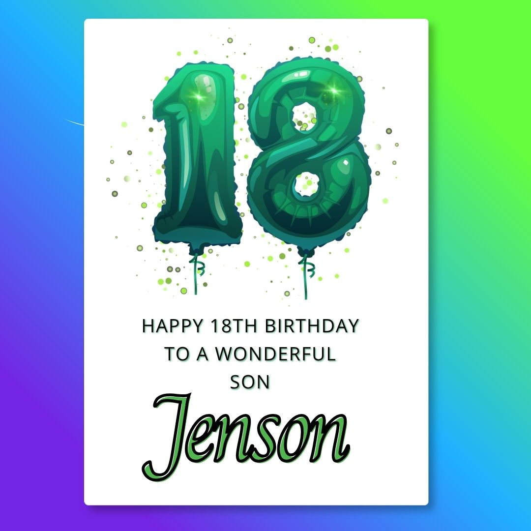 Green Foil Balloons 18t Birthday Card