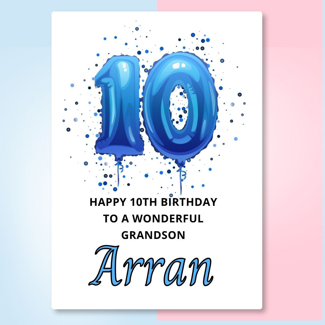 10th Birthday Blue Foil Balloons Card