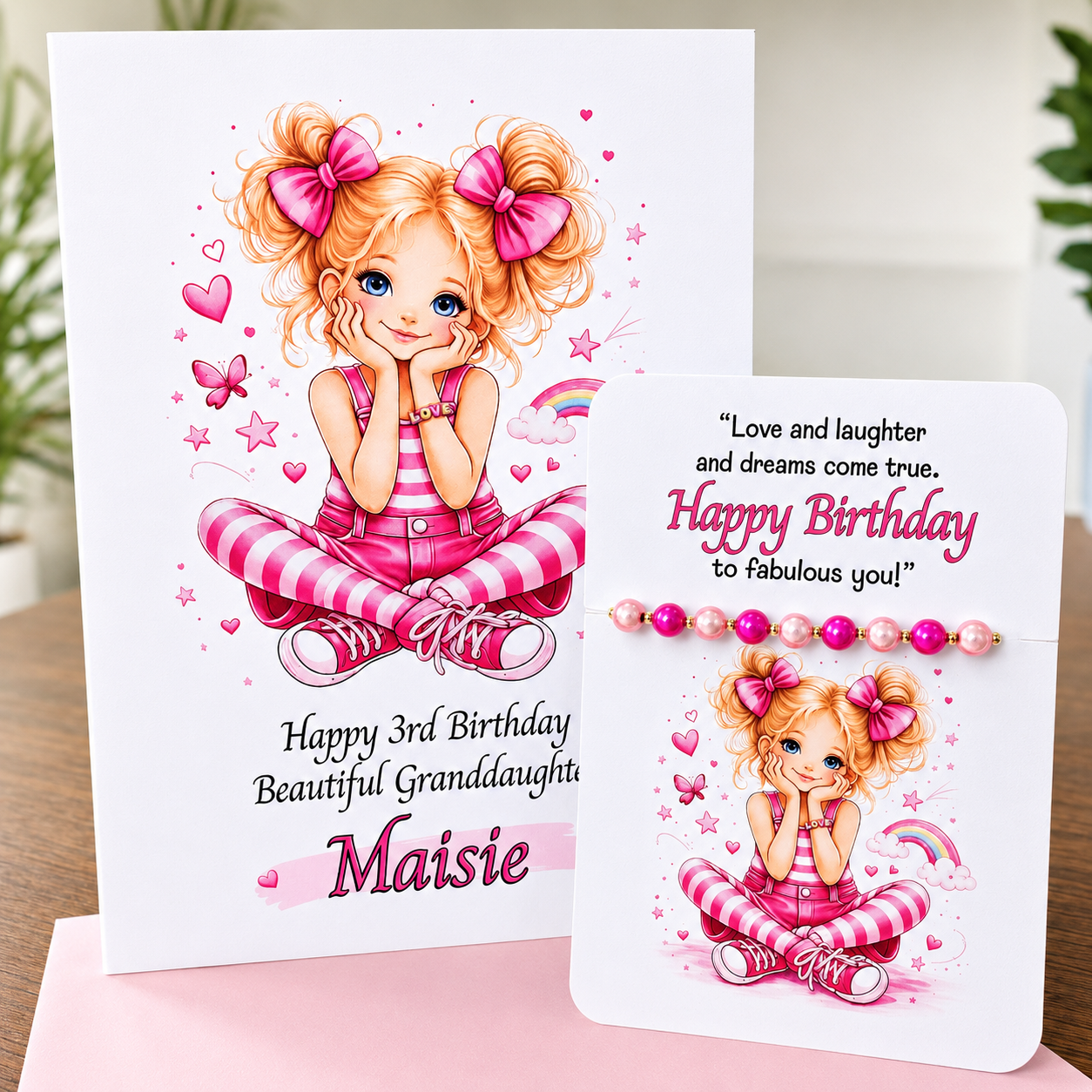 Personalised Card with Bracelet - Pink Princess
