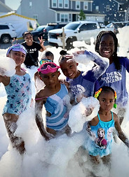 Young Girls Pose in Foam Party