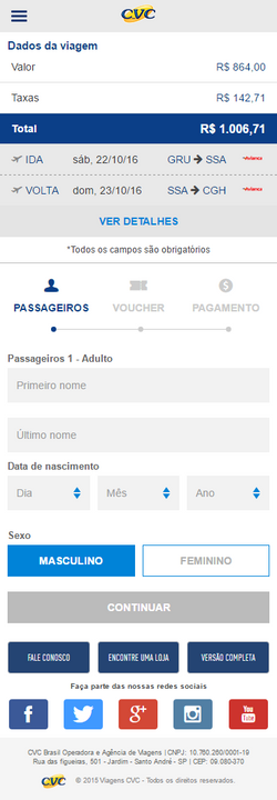 Formulário de compra - Mobile