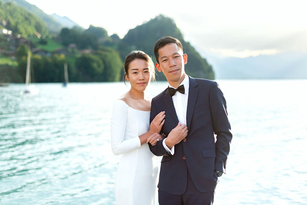 Five tips for a stress free wedding. Bride and Groom at the lake