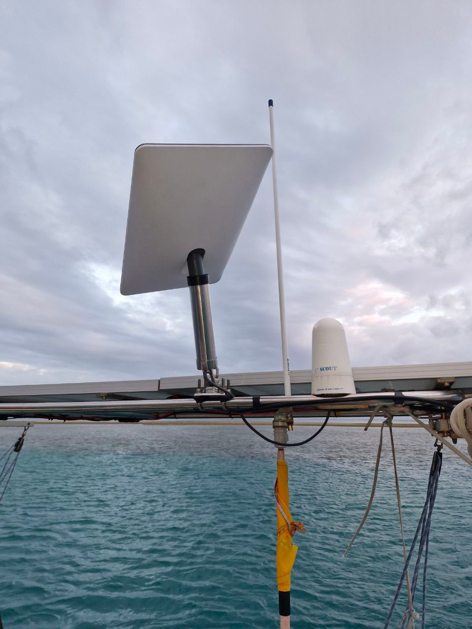 Starlink dish installed on a solar arch