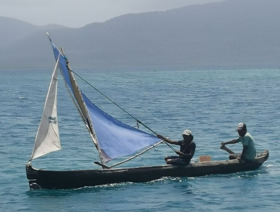 Traditional dug out canoe with sail, San Blas