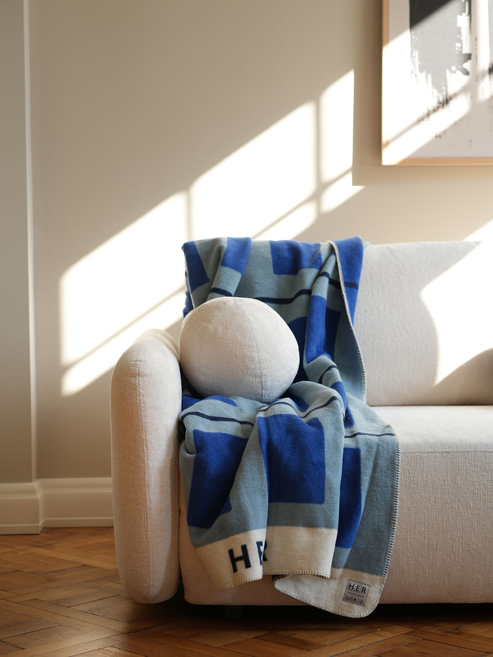 Niebieski, bawełniany koc od Studio HER