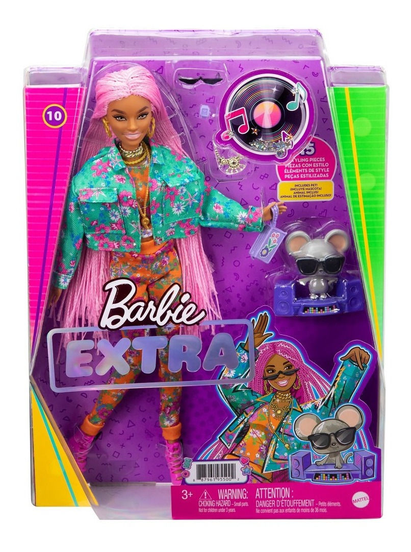 Muñeca Barbie Extra Cabello Rosa Dj Gxf09