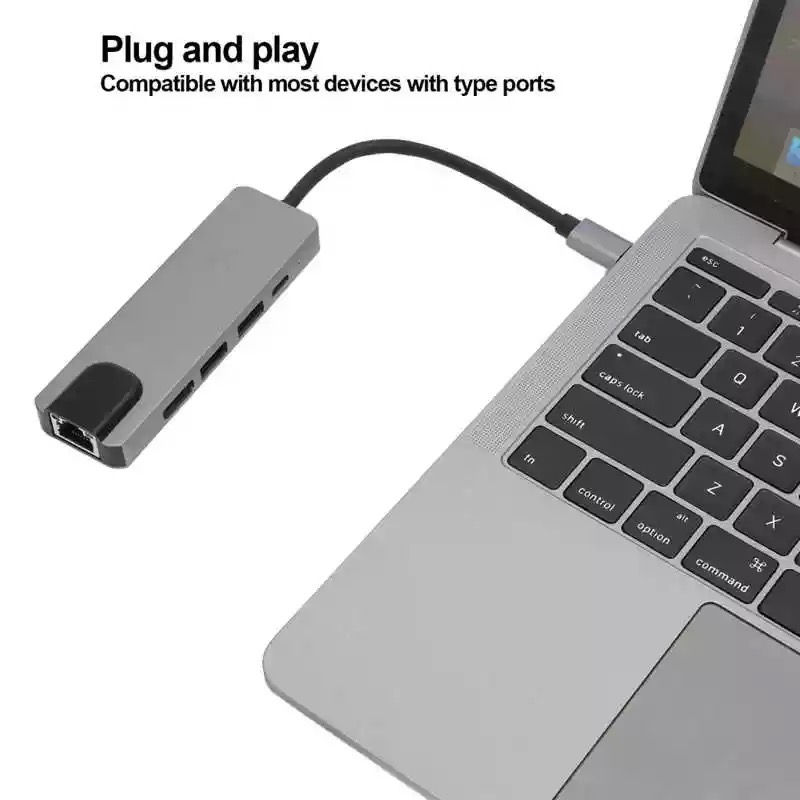 Miniatura: Adaptador Hub Tipo C 5 En 1 Hdmi Usb 3.0 Y Lan 100m