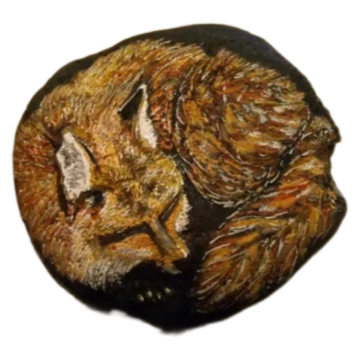 Fox sleeping Art Rock Art Acrylic Fox Painting Acrylic Painting Gift