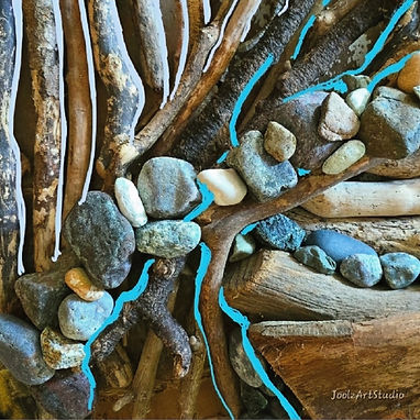 Abstract Art Cornish Driftwood and Rocks Wall Art Hanging