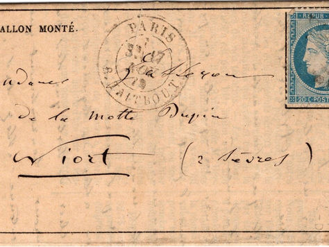 Par Ballon Monte Letter from the Siege of Paris in 1870