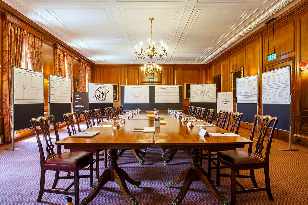 Boardroom with Neuland equipment for hire setup around the table.