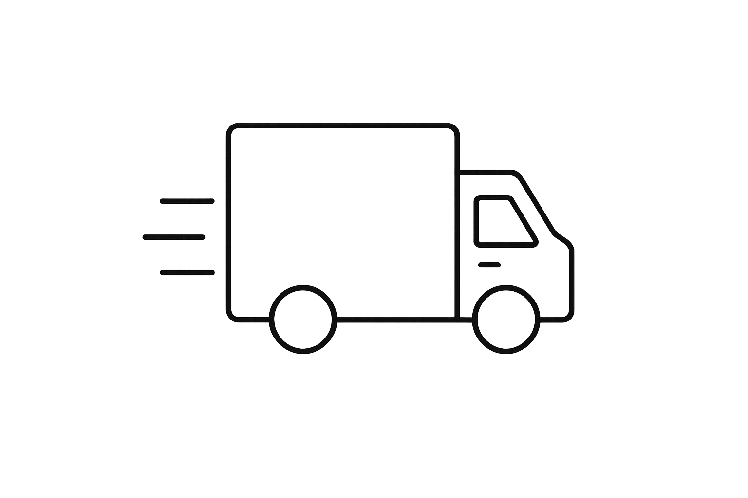 Line icon of a fast delivery truck for Neuland kit hire.