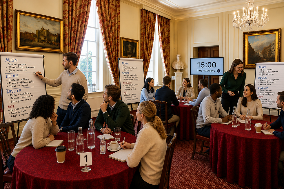 Participants collaborating in an formal workshop setting.
