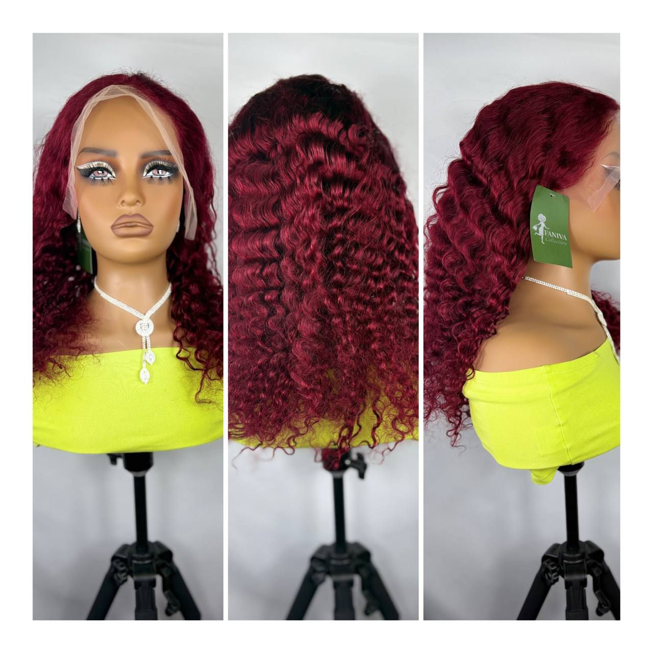 250%Density Loose Deep Wave 99j Burgundy 613HDTransparent13X6Lace Front Wig
