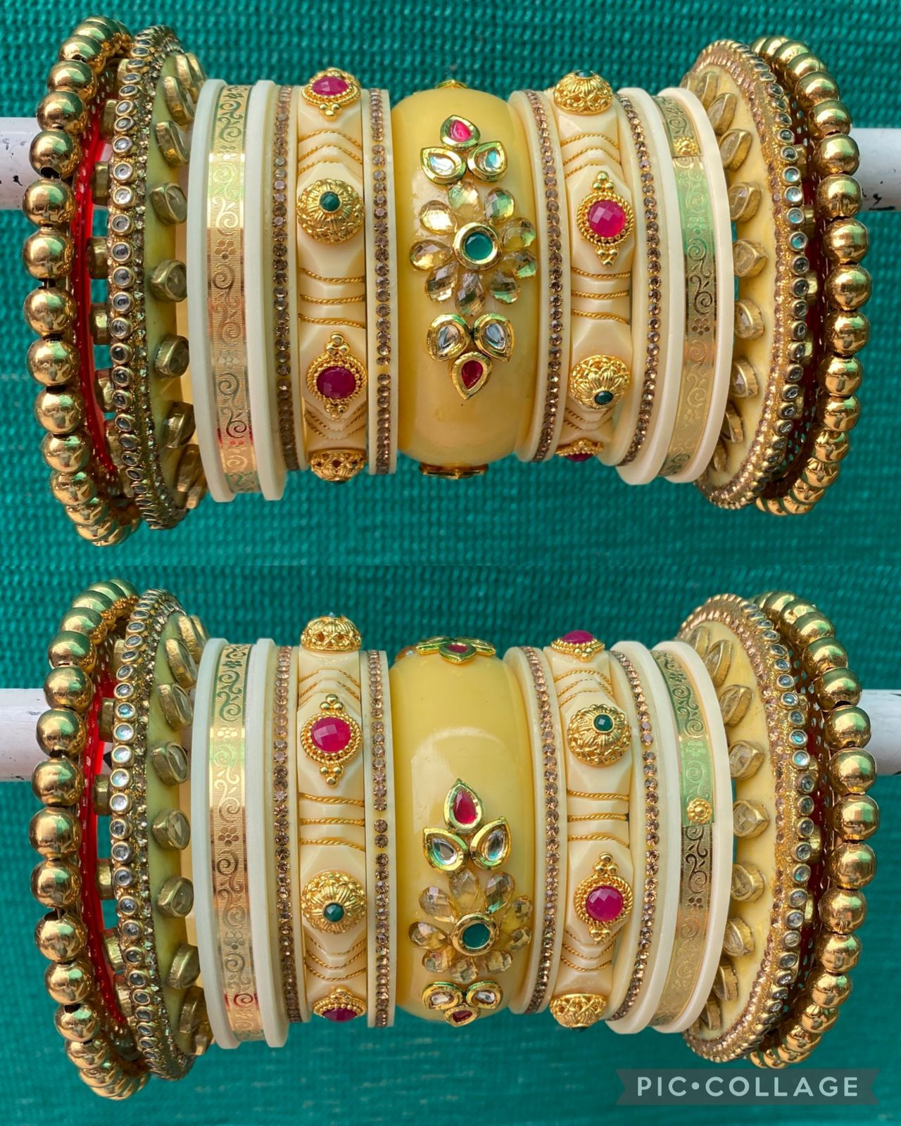 Acrylic bur material with heavy kundan work with imitation patches n