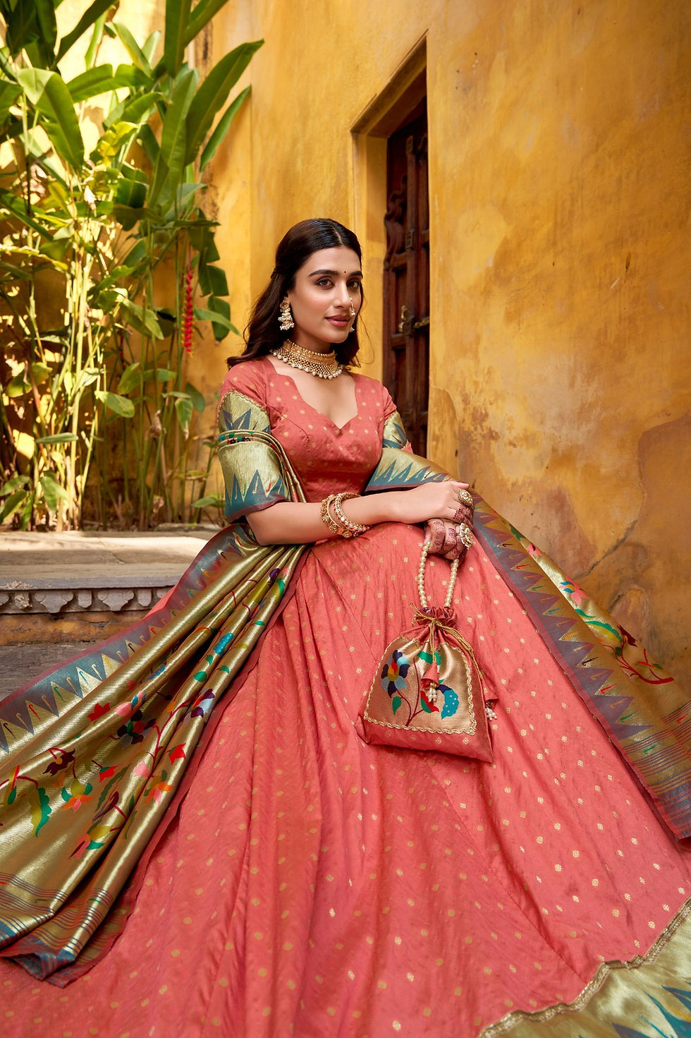 Thumbnail: Lehenga Paithani silk lehenga choli sets featuring traditional zari weaving work
