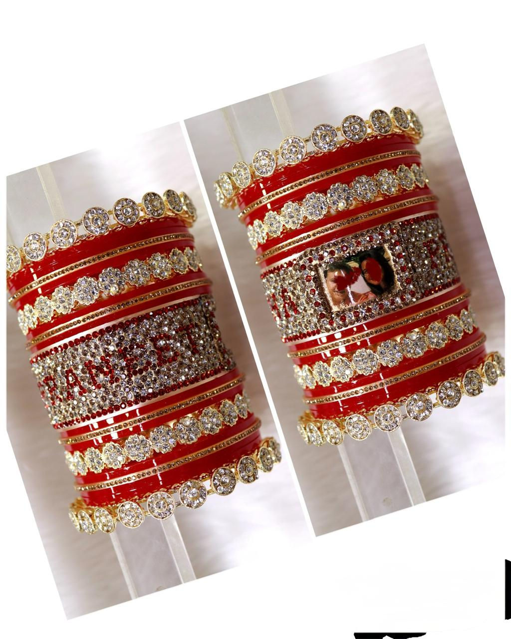 Red color Indian bridal photo chura