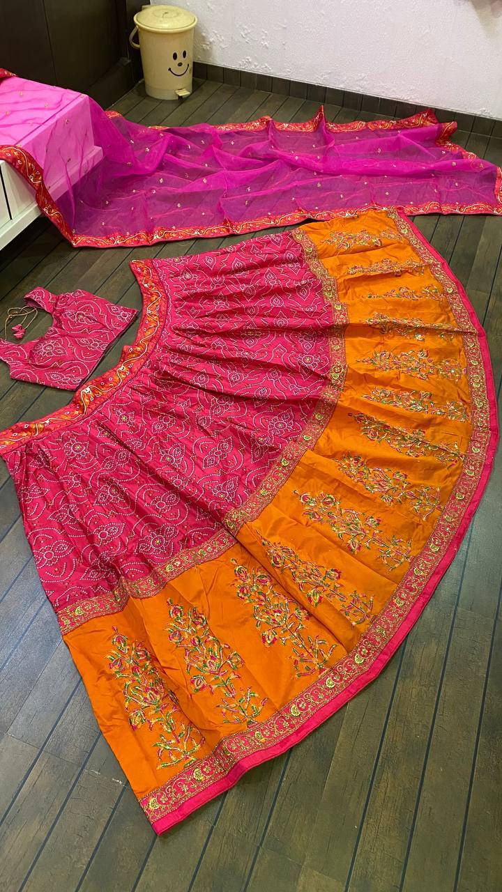 Thumbnail: This bandhni look lehnga set is just perfect to rock any festive seaso