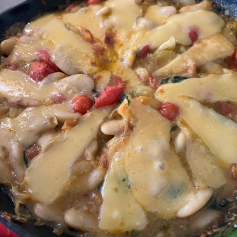 Mediterranean butter beans with cheese