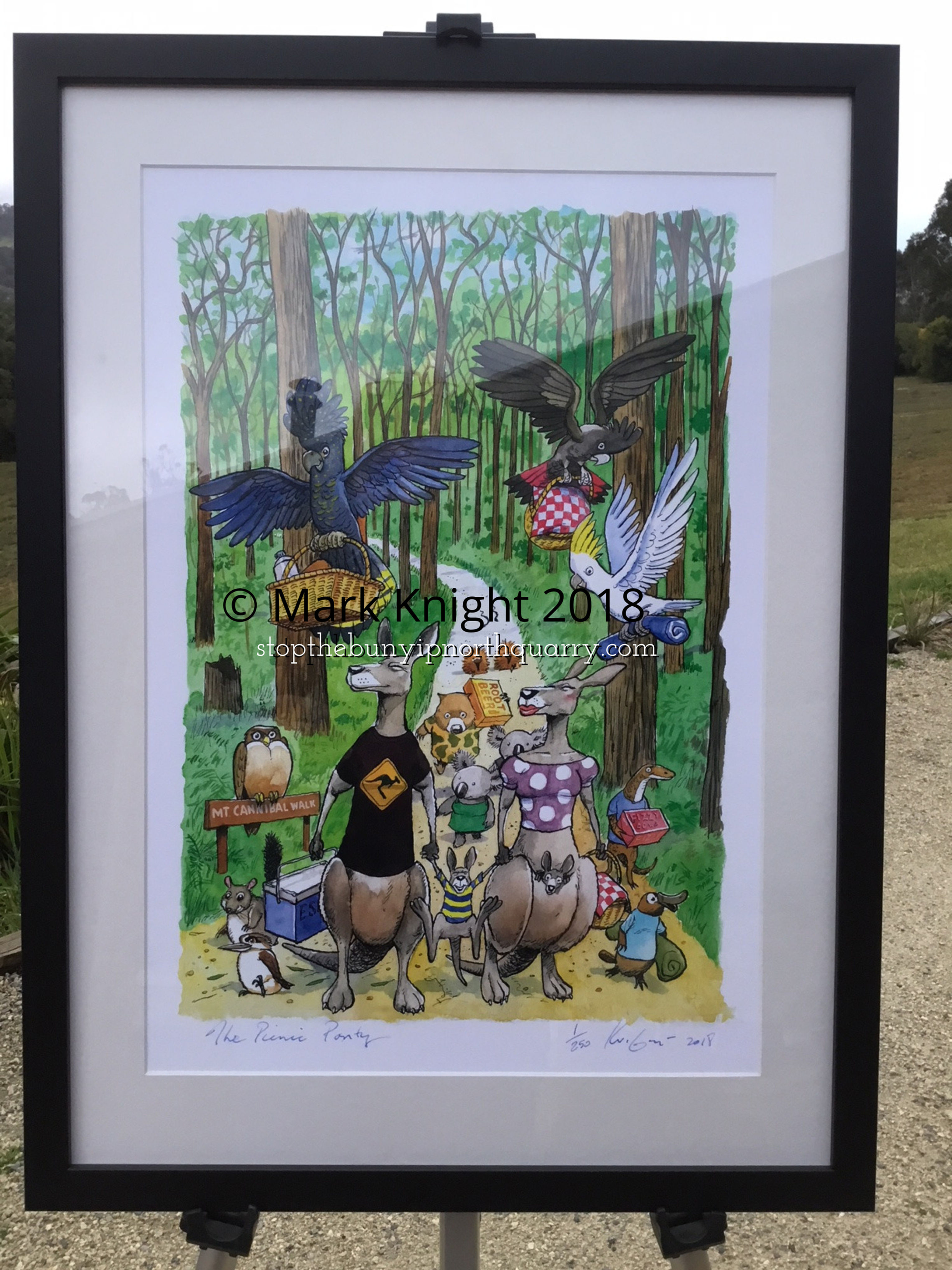 "The Picnic Party" Mark Knight Limited Edition Print - Black Framed