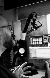 David Holmes Voice Actor Recording black and white
