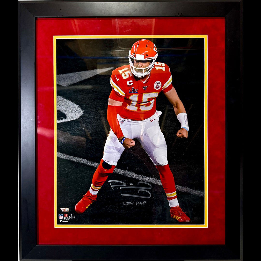 Patrick Mahomes II Autographed and Inscribed 16x20 Framed SB Picture