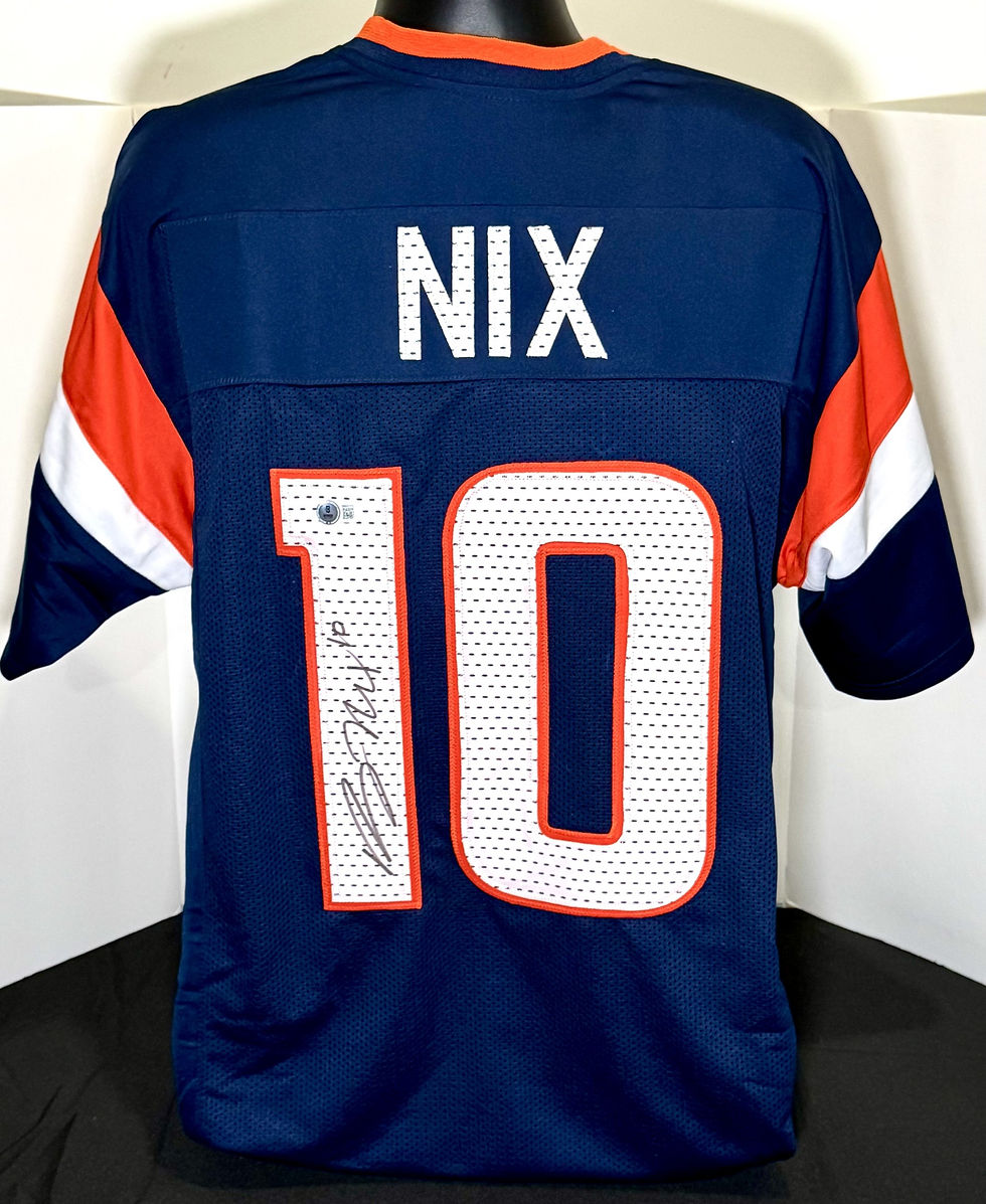 Thumbnail: Bo Nix Autographed Denver Broncos Navy Football Jersey