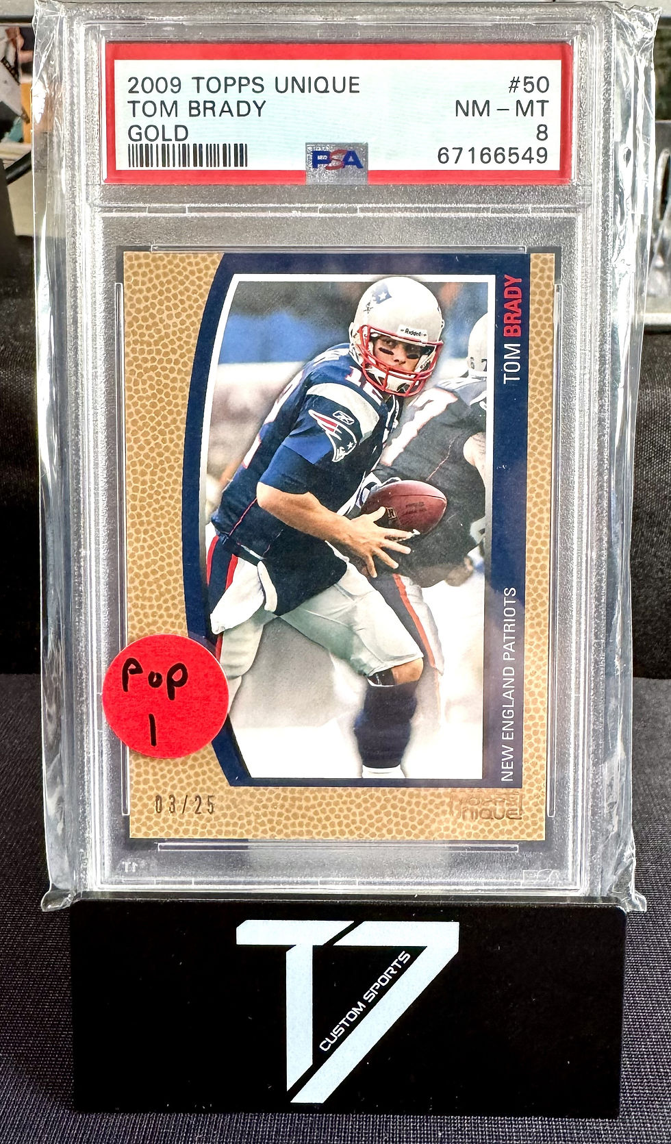 Tom Brady 2009 Topps Unique Gold /25 PSA NM-MT 8 POP 1 No. 50