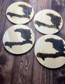 Thumbnail: Handcrafted Wooden Coaster Featuring Burnt Haiti Map Design sets of 4