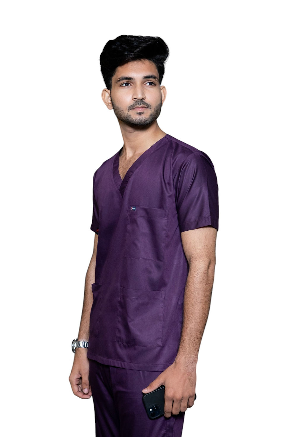 Thumbnail: MEN'S WINE COLOUR CLASSIC V-NECK PREMIUM SCRUBS