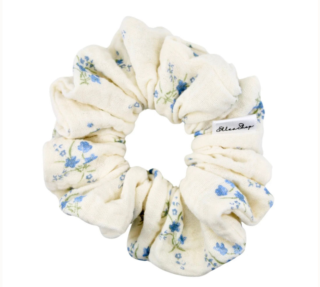Chouchou Mousseline Jardin Bleu
