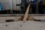 Low angle view of Horizontal directional drilling technology. Drilling machine work proces