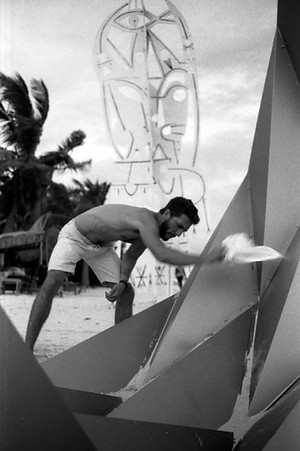 David preparing his first monumental sculptures at ART with me Tulum, shot on 35mm film. T