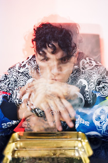 Multiple exposure of Aleman at HOMEGROWN MAFIA HQ. shot on 120 film in Mexico City, Mexico