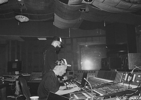 Eladio Carreon and Giovanni Ortega (G.O.K.B) at the studio. Shot on 35mm film in LA, CA. 2