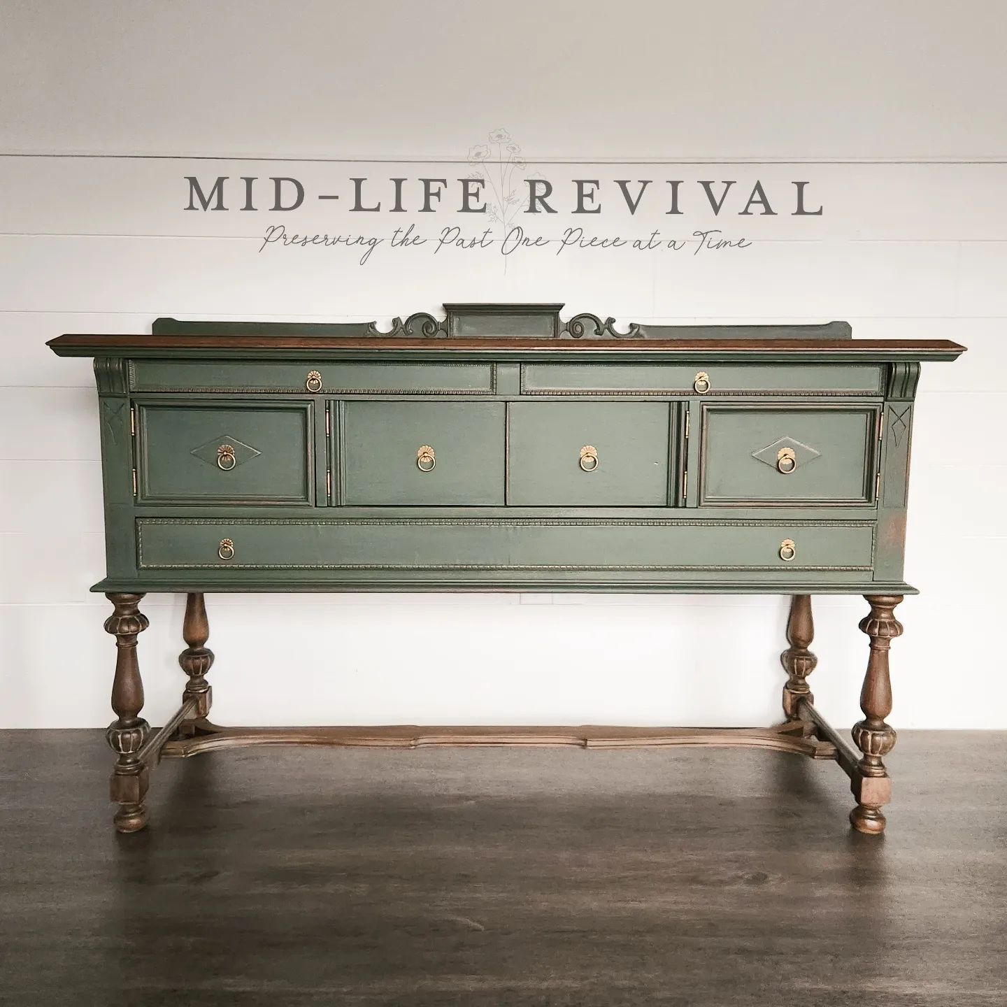 Green Painted Buffet For Sale
