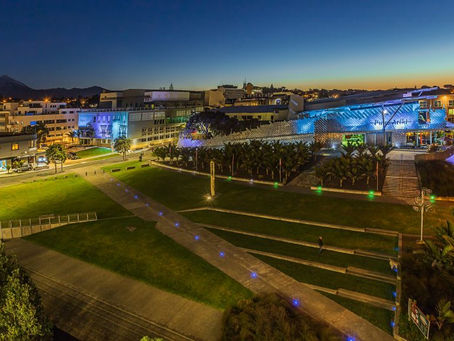 New Plymouth city centre at evening twilight